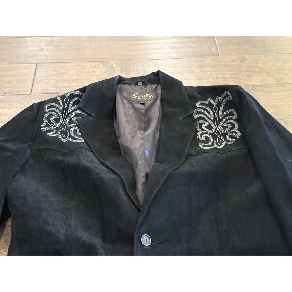 Scully Mens Black Button Up Cowboy Ranch Rodeo Western Blazer Jacket 44 *Flaws* - Picture 4 of 11